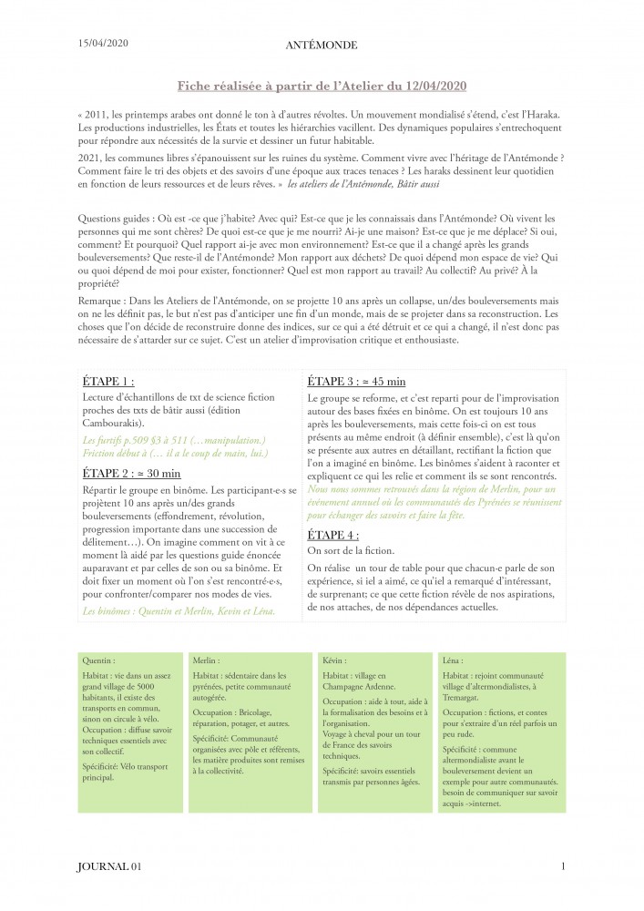 atelier du 12042020 | fiche Antémonde