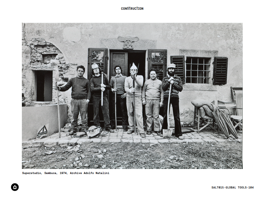 contre-école Global tools sambuca superstudio 1974 | Photos de famille de Superstudio, contre-école Global tools, Sambuca(Italie), 1974