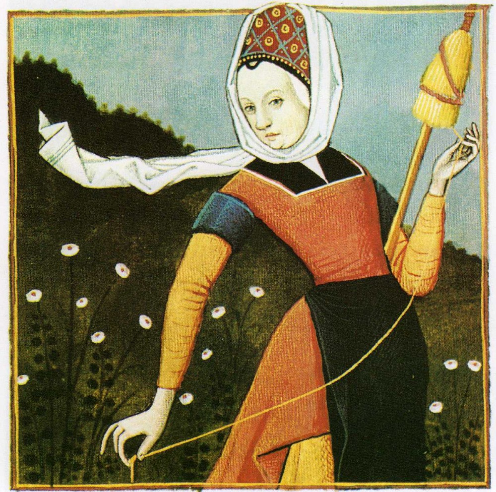Moyen-age, femme et quenouille, travail de subsistance | 